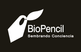 Diseño Logotipo en fondo color corporativo marrón. Cliente BioPencil